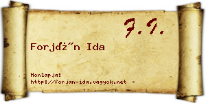 Forján Ida névjegykártya